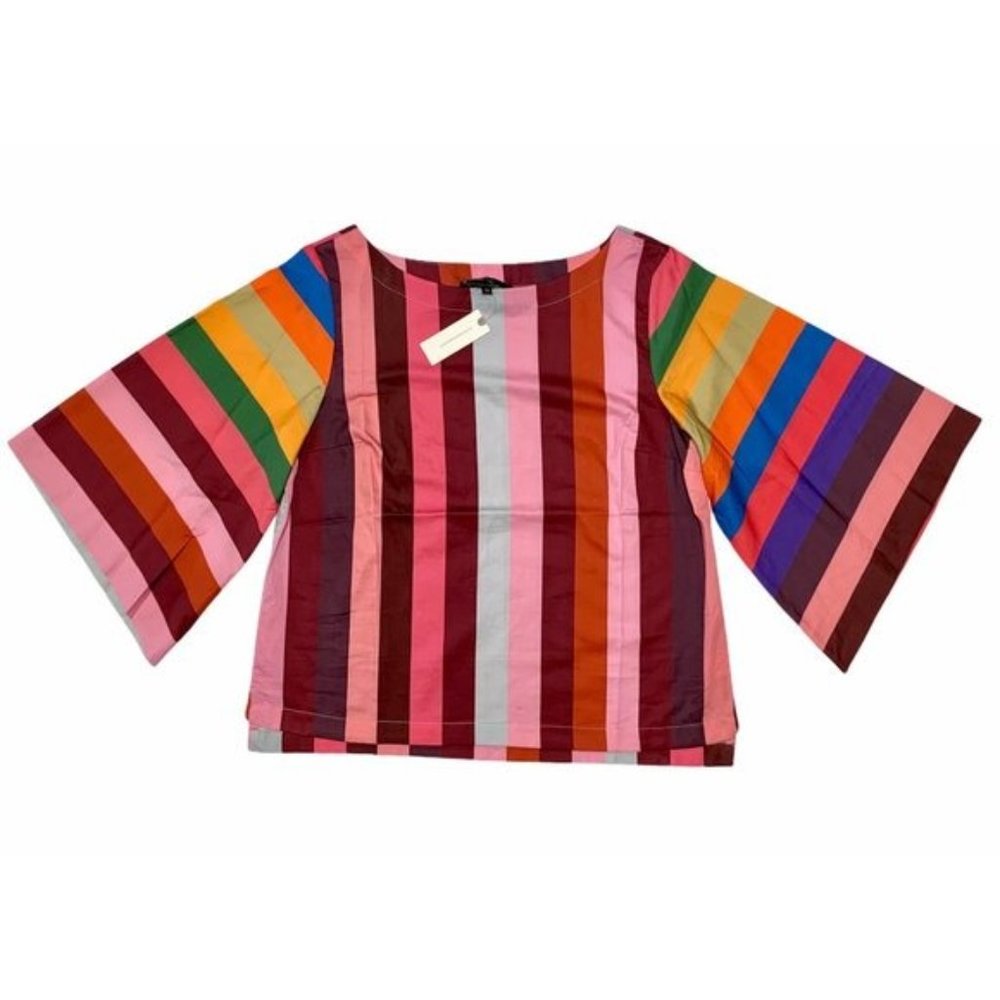 NWT Anthropologie Striped Rainbow Crop Top - Picture 9 of 11